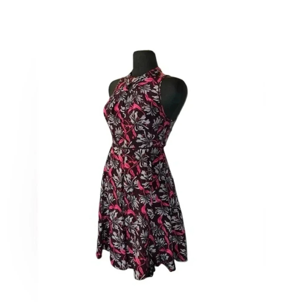 REBECCA TAYLOR Mystic Garden 100% silk floral buttoned shirt dress plum|… - Picture 6 of 6